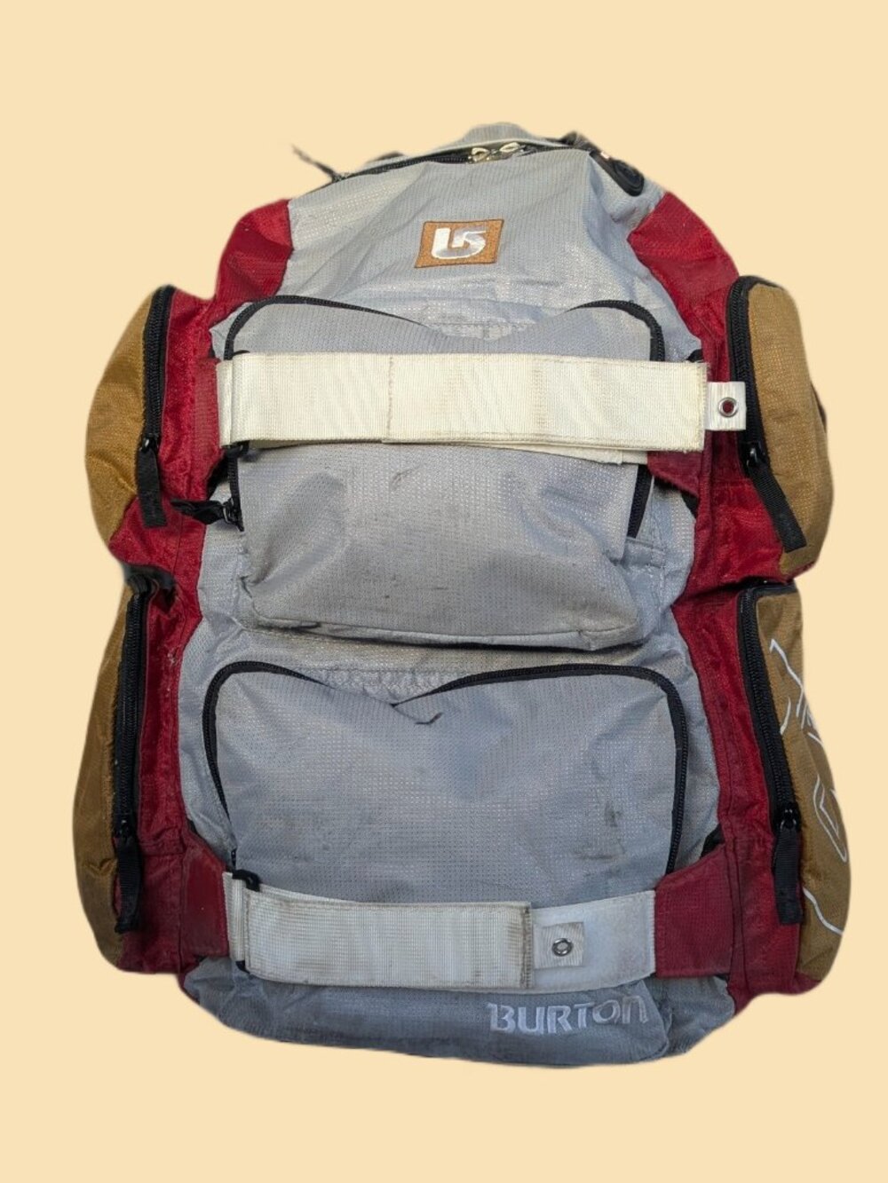 Burton Backpack Snowboard Gear w Carry Straps Red & Gray Nylon